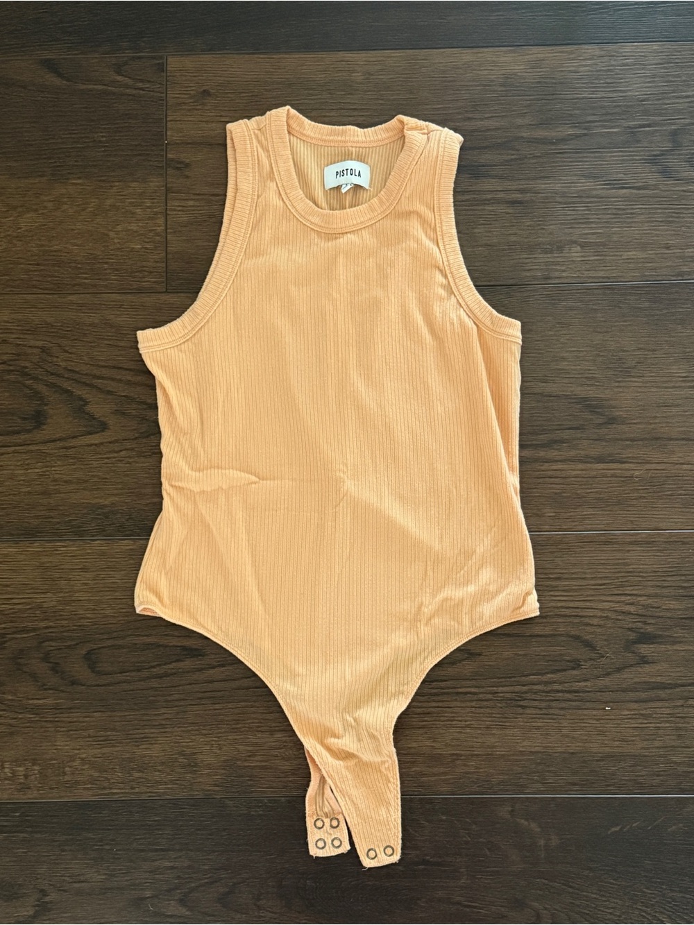 pistola Peach Ribbed Tank Bodysuit Sz L